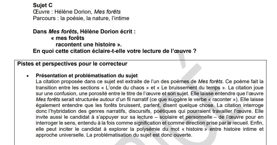 Corrige bac 2024 helene dorion mes forets racontent une histoire en quoi cette citation eclaire t elle votre lecture de l oeuvre